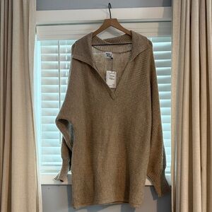 Princess Polly Ribbed V-Neck Sweater in Tan